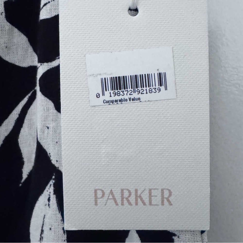 Parker the Kiley straight Midi Black and White leaf print needy Skirt woman's 8. - Picture 4 of 14
